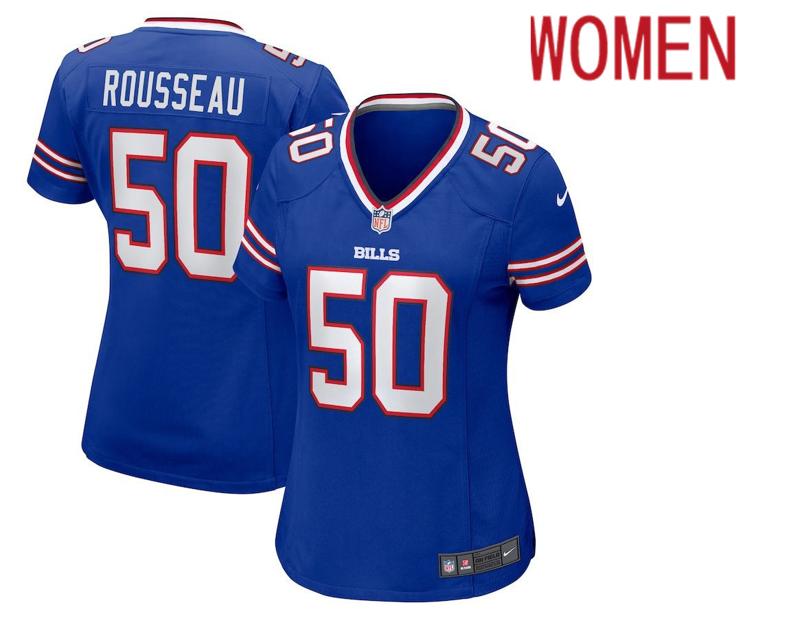 Women Buffalo Bills #50 Gregory Rousseau Nike Royal Game NFL Jersey->women nfl jersey->Women Jersey